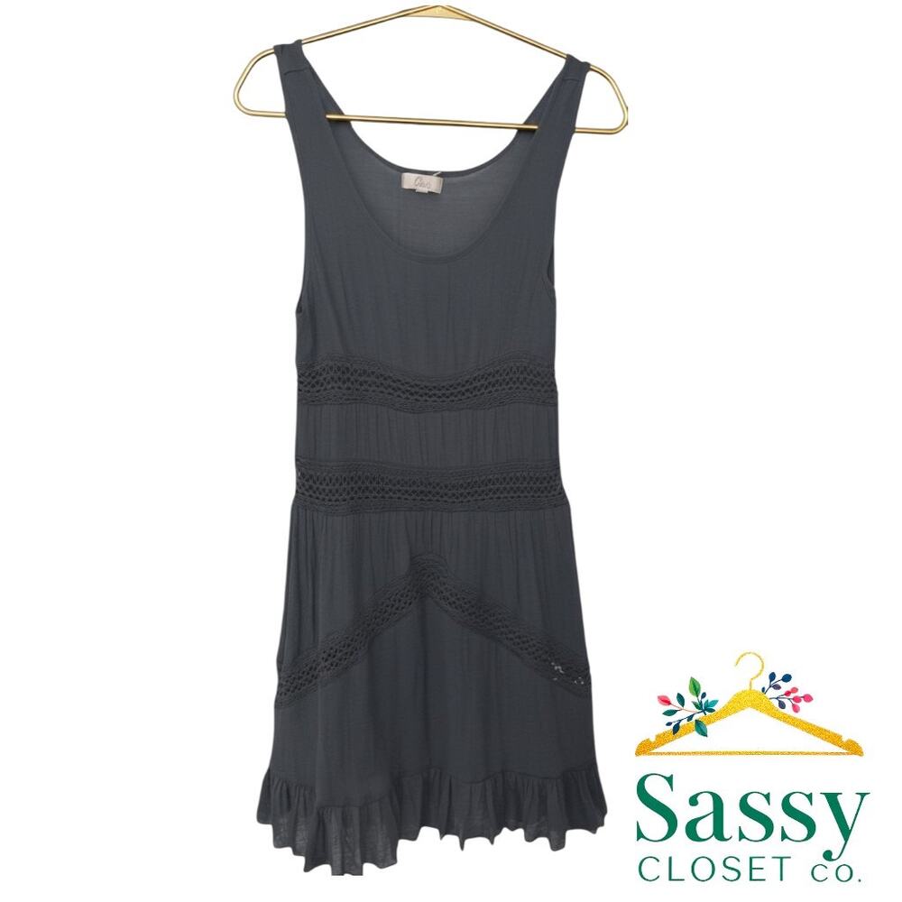 ✨ ELAN Black Tiered Midi Crochet Sundress Swim Cover LBD Medium EUC 🖤